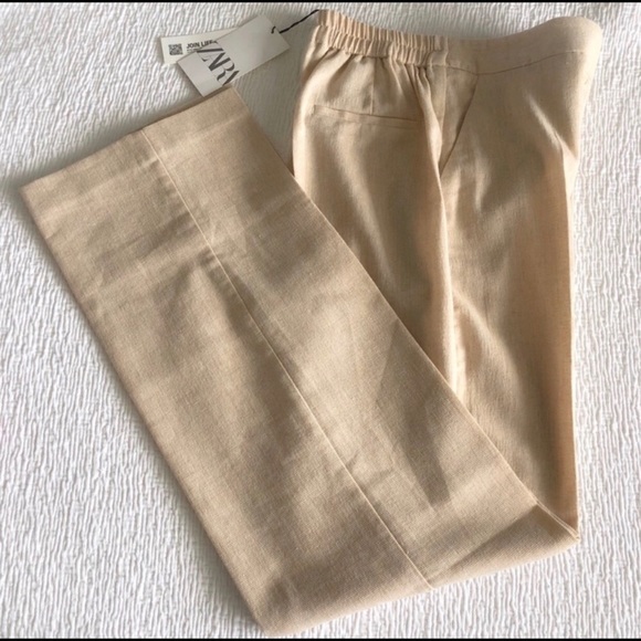 Zara Linen Look Rustic Wide Leg Pant XS NWT - Picture 9 of 9